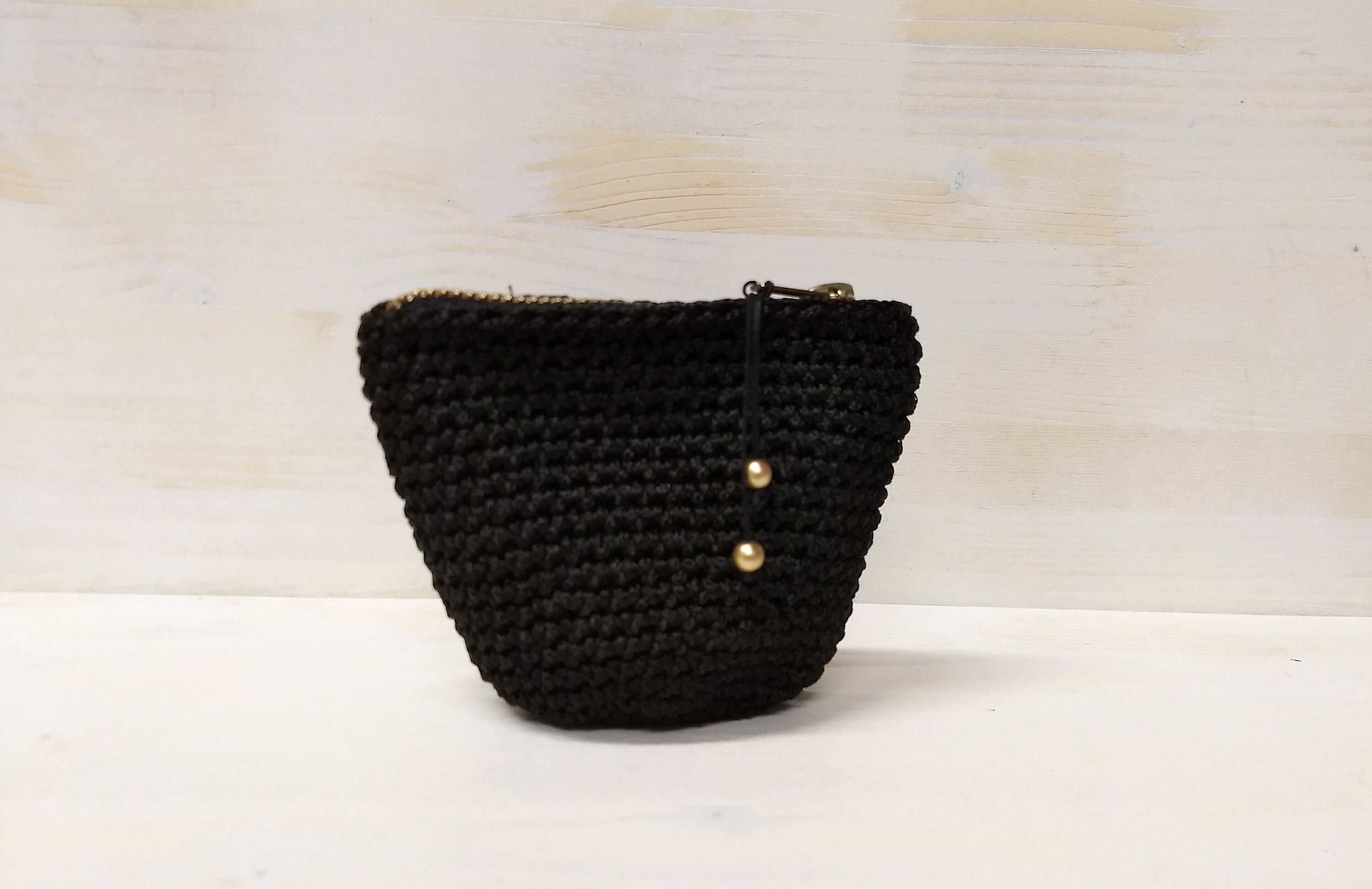 Crochet purse zipped black coin purse with zipper cute change Etsy