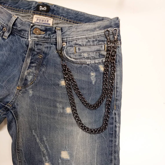 Cadena de pantalones negros doble hombres de cadena de | Etsy España