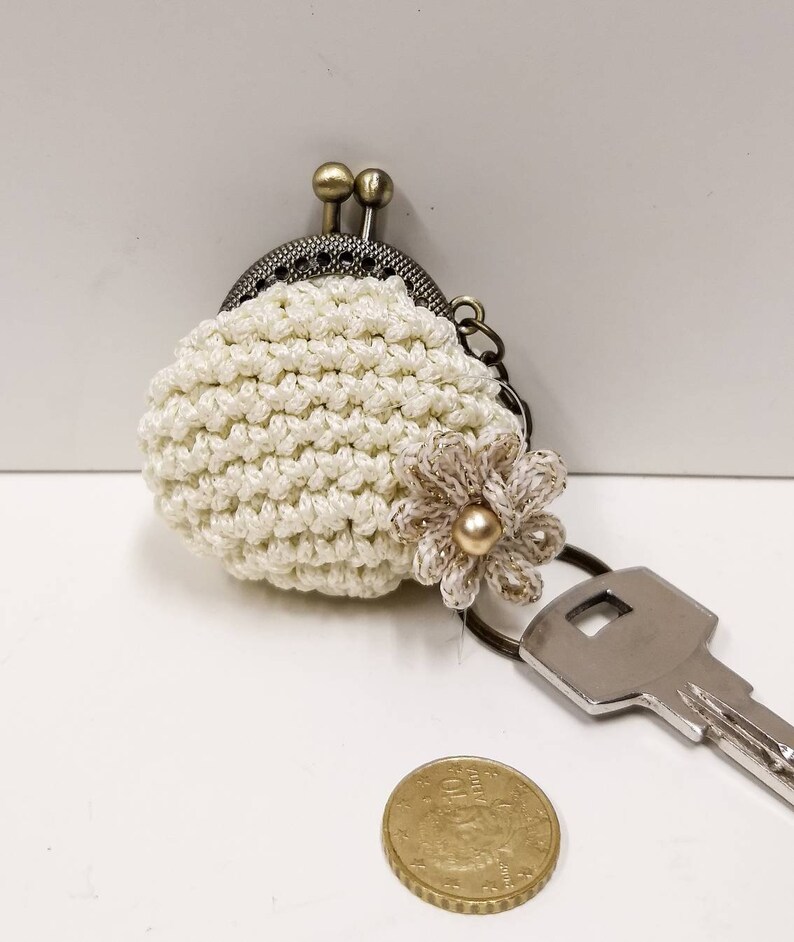 Key Chain Crochet Coin Purse Crochet Keychain Pouch Kiss Etsy