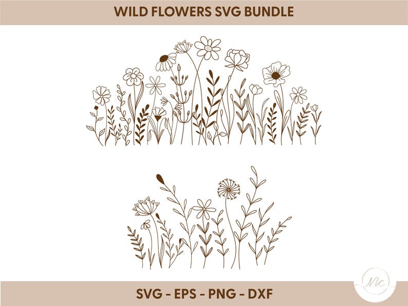 Wildflower SVG Bundle: Coquette Floral Sketch Cut Files image 8