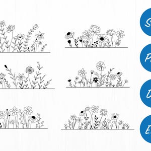 Wildflower SVG Bundle: Coquette Floral Sketch Cut Files image 4