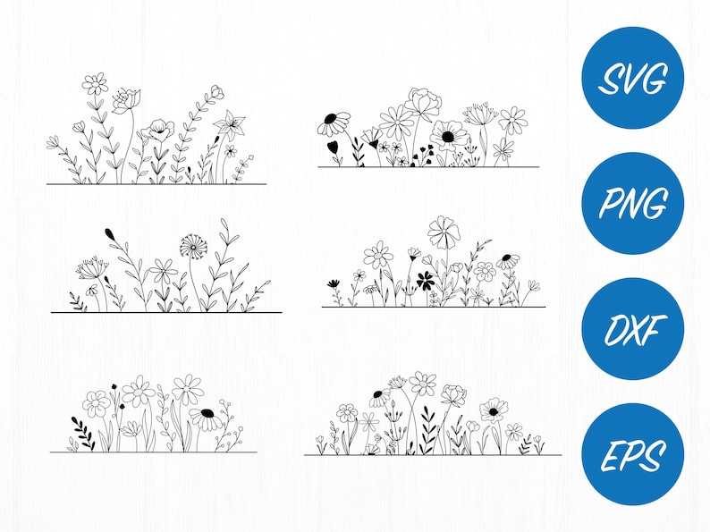 Wildflower SVG Bundle: Coquette Floral Sketch Cut Files image 4