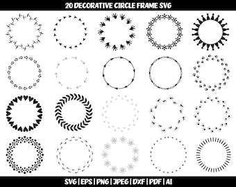 Circle Frame SVG Bundle: 20 Doodle Wedding Decoration Designs (Digital Download)