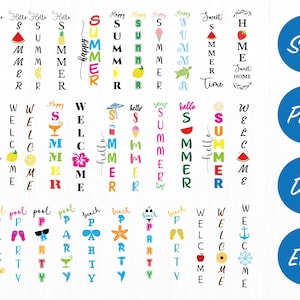 Paquete SVG de letrero de porche de verano, letrero de porche de bienvenida en formato SVG, archivos Cricut de verano, imágenes prediseñadas de playa, archivos PNG