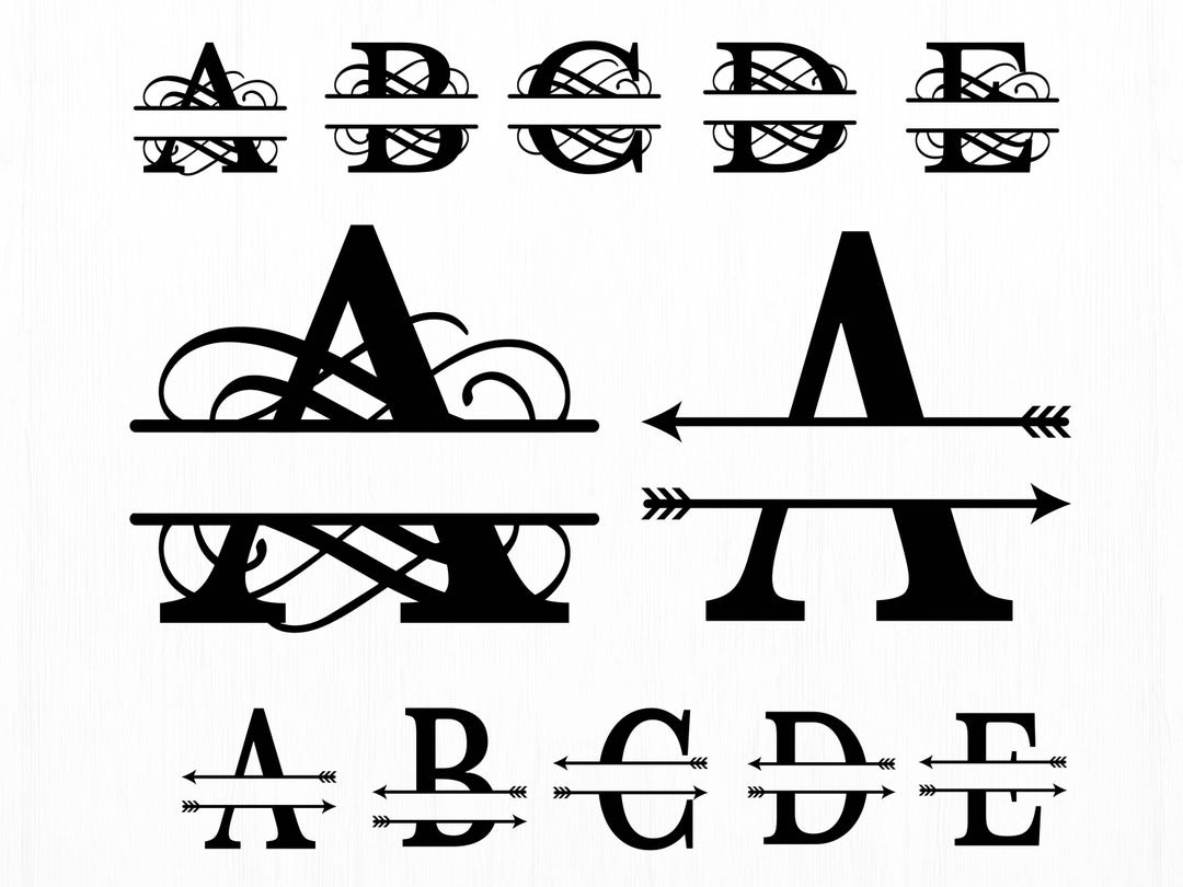 Split Monogram SVG Font: Regal Script Letters (digital Download) - Etsy