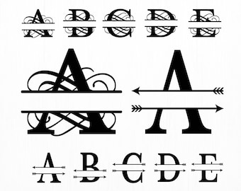 Split Monogram SVG Font: Regal Script Letters (Digital Download)