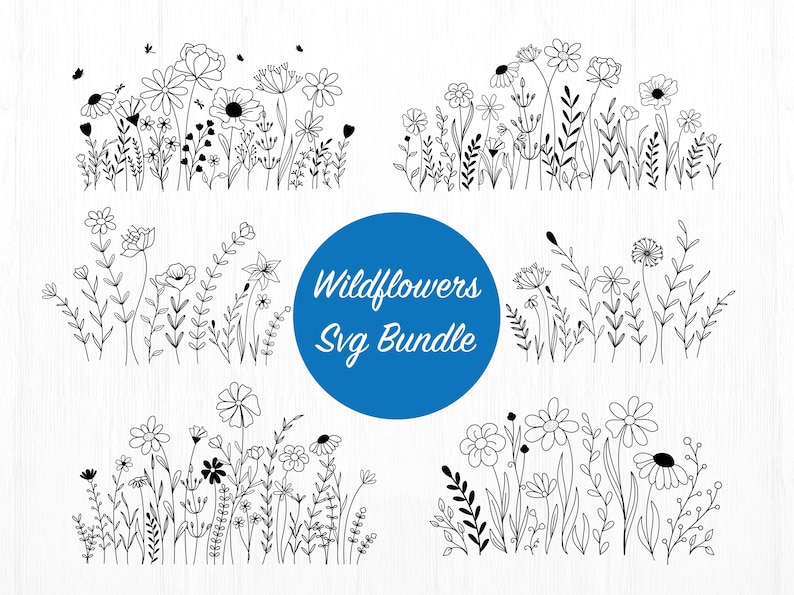 Wildflower SVG Bundle: Coquette Floral Sketch Cut Files image 2