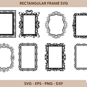 Ensemble SVG cadre rectangulaire | Cadre décoratif SVG | Cadres décoratifs clipart | Cadres Fichiers png | Fichier de coupe Cricut