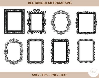 Eleganter rechteckiger Rahmen SVG Bundle: Ornamental Border Cut Files