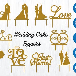 Hochzeitstorte Topper svg schnittdatei, Braut und Bräutigam Cake Topper svg für Laser-Maschine, Hochzeitsdekoration schnitt Datei