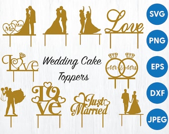 Wedding Cake Topper svg cut file, Bride And Groom Cake Topper svg for laser machine, Wedding Decoration cut file