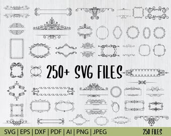 Elegant Decorative Elements SVG Bundle: Frames, Borders, Dividers (Digital Download)