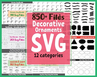 Decorative Elements SVG Bundle Mega Pack – Labels, Text Dividers, Corners SVG for Crafts & Design
