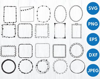 Doodle Frame SVG Bundle: Hand-Drawn Clipart (Digital Download)