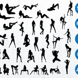 Stripperinnen Bundle, Stange Tänzerinnen Bundle, sexy chick, sexy Mädchen, Silhouette, Vektor, Clipart, sofort-Download