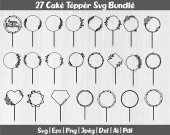 Happy Birthday Cake Topper SVG Bundle | Laser Cut Cake Topper File | Birthday svg laser cut File | Cricut & Glowforge
