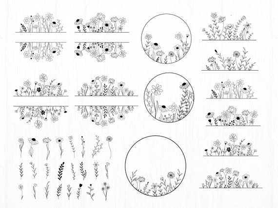 Wildflower SVG Bundle: Coquette Floral Sketch Cut Files