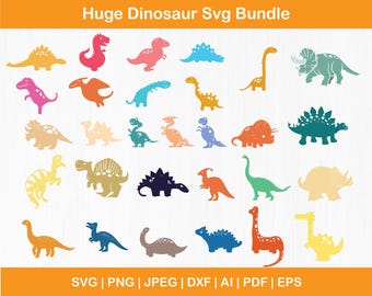 Cute Dinosaur SVG bundle, Baby Dinosaur clipart, Dino wall art Vector files, T-rex laser cut file, instant download