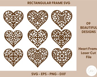 Filigranes Herz SVG Bundle: Mandala Zentangle Designs (Digitaler Download)