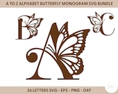 Butterfly Monogram Alphabet SVG Bundle (A-Z)