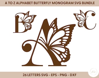 Butterfly Monogram Alphabet SVG Bundle (A-Z)