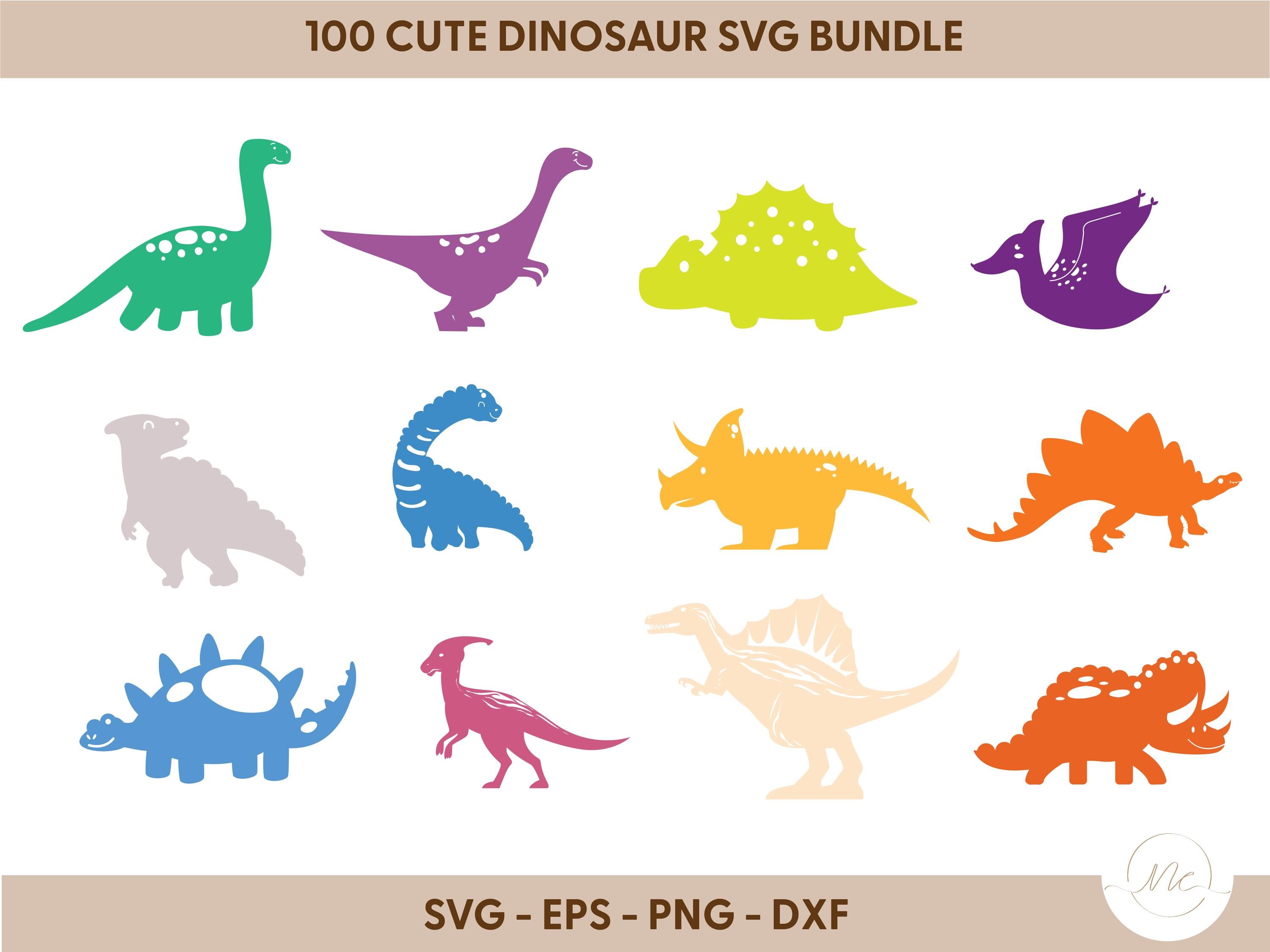 Cute Dinosaur SVG Bundle, Baby Dinosaur Clipart, Dino Wall Art Vector ...
