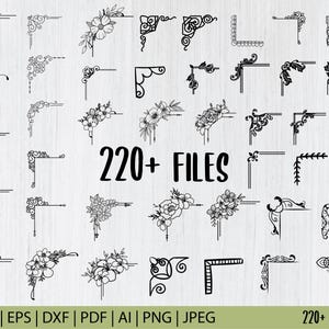 Hoek svg-bundel, Floral hoek svg-bestanden, png-bestand decoratieve paginarand, Floral Border Frames png, Instant Download