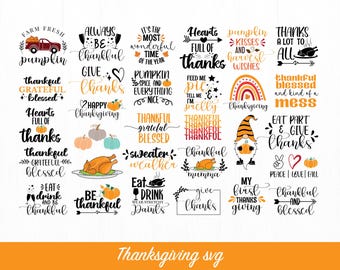 Citas de agradecimiento: Feliz Día de Acción de Gracias Svg, Primer Día de Acción de Gracias Clipart, Otoño Clipart