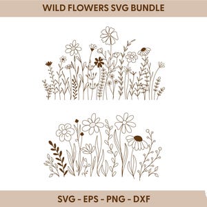 Wildflower SVG Bundle: Coquette Floral Sketch Cut Files image 7