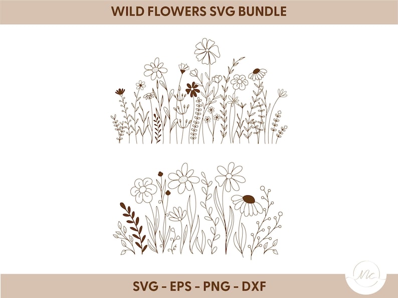 Wildflower SVG Bundle: Coquette Floral Sketch Cut Files image 7