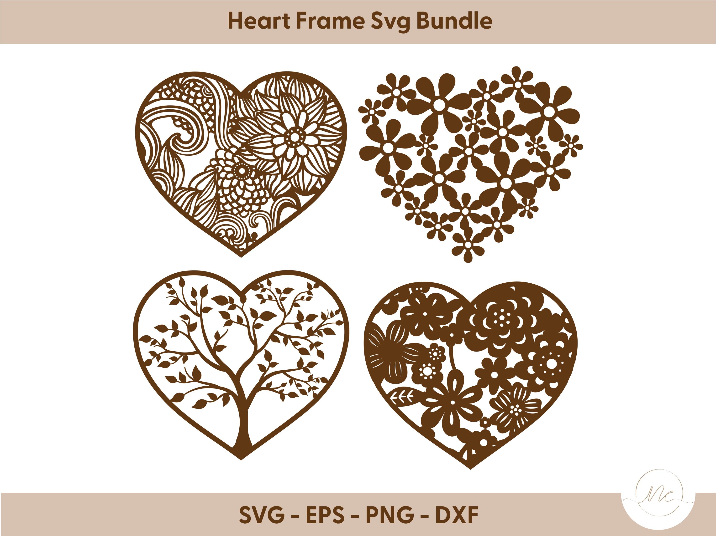 Floral Heart Frame SVG Bundle: Decorative Cut Files - Etsy