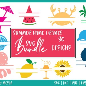 Sommer SVG Bundle | Split Sommer-Monogramm geschnitten Datei | Strand png Dateien, Instant Download, Cut Files, Sublimation, Clipart