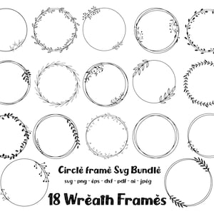 Blumenkranz SVG Bundle, Lorbeerkranz Rahmen SVG Schnittdatei, Hochzeit Monogramm Clipart, Monogramm Kreis Rahmen png