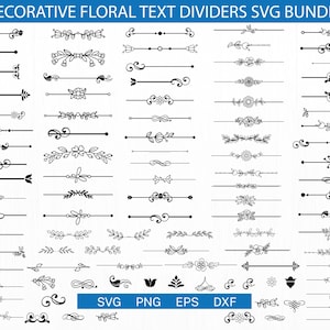 Floral tekst Dividers Svg-bundel bloemen bloeien Swirl Clipart bruiloft decor grenzen digitale snijbestanden