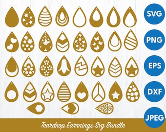 Teardrop & Leaf Earrings SVG Bundle: Laser Cut Templates (Digital Download)