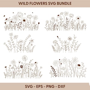 Wildflower SVG Bundle: Coquette Floral Sketch Cut Files image 10