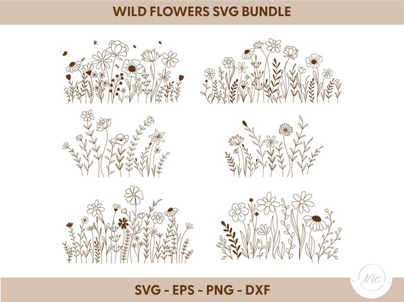 Wildflower SVG Bundle: Coquette Floral Sketch Cut Files image 10