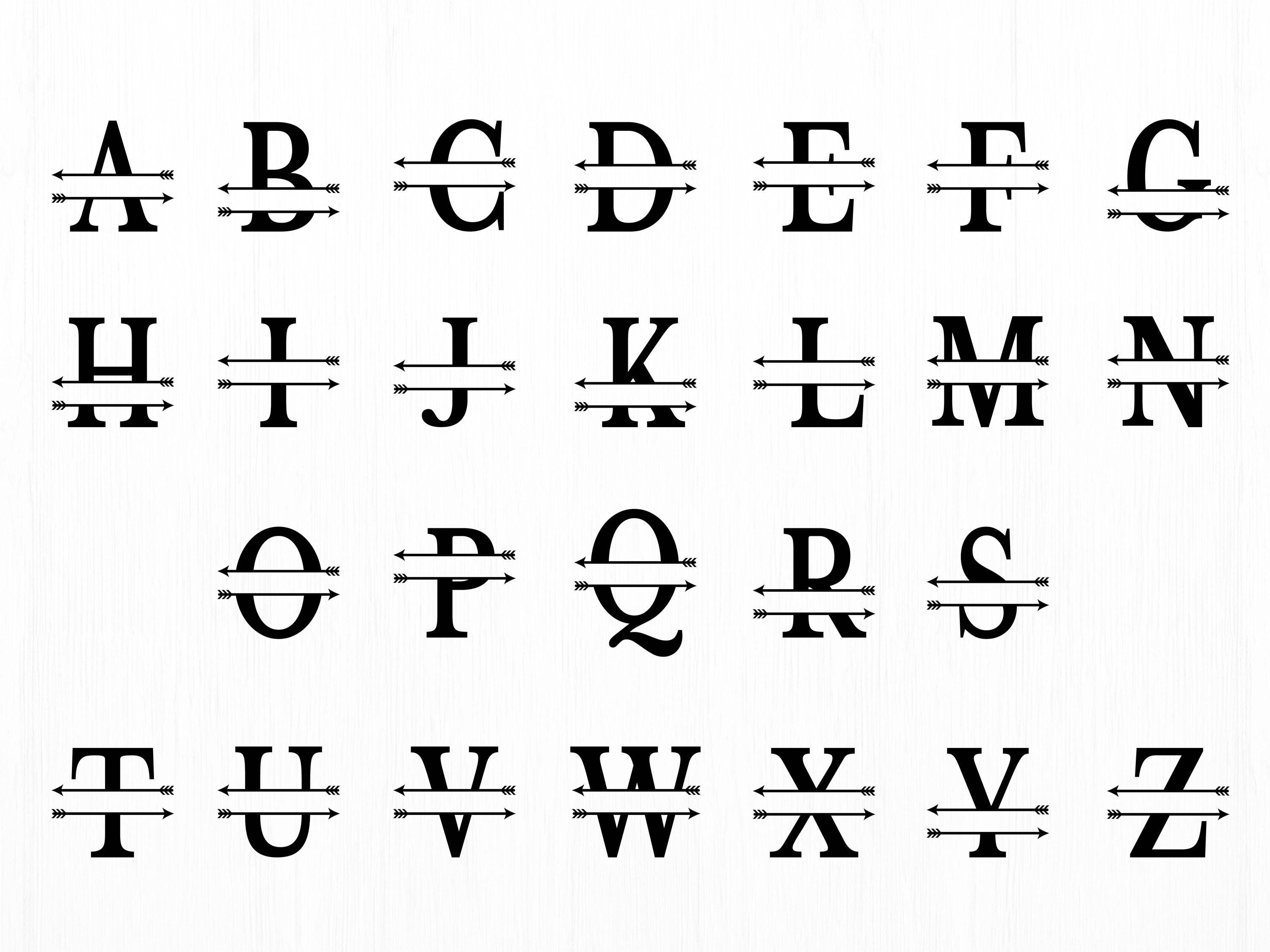 Split Monogram SVG Font: Regal Script Letters (digital Download) - Etsy