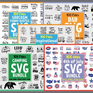 Paquete SVG de Mega Quotes / Más de 2200 diseños de camisetas con frases / Citas divertidas, inspiradoras y de camping / PNG SVG para Cricut / Descarga digital