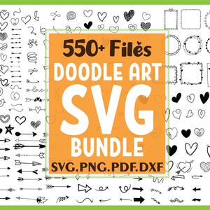 Handgezeichnetes Doodle Art SVG Bundle | Doodle Clipart Rahmen | Planner Doodles Clipart | Herz PNG-Dateien | Pfeil svg Bundle