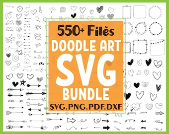 Hand Drawn Doodle SVG Bundle: 550+ Line Art Vector Elements (Digital Download)