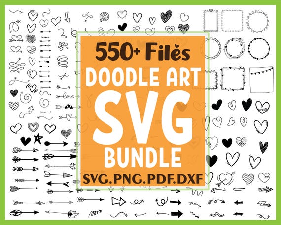Hand Drawn Doodle SVG Bundle: 550+ Line Art Vector Elements (Digital Download)