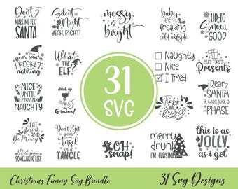 Funny Christmas Quotes SVG Bundle | Sarcastic Holiday Designs (Digital Download)