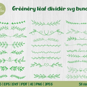 Bundle de feuilles de séparation de texte, svg bordure de feuilles, clipart de séparation de texte, clipart de bordures de page, fichiers png de bordure