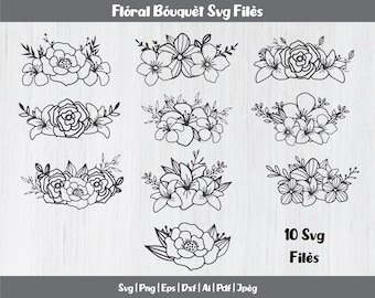 Flower Svg Bundle, Flower Bouquet SVG, Floral clipart, Floral png files for cricut, Flowers cut files