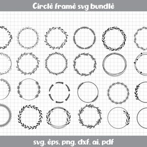 Blumenkranz SVG Bundle - Lorbeerkranz Monogramm SVG, Cricle Rahmen Schnittdatei, Rahmen Clipart Png für Cricut