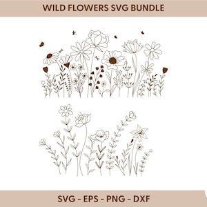 Wildflower SVG Bundle: Coquette Floral Sketch Cut Files image 9
