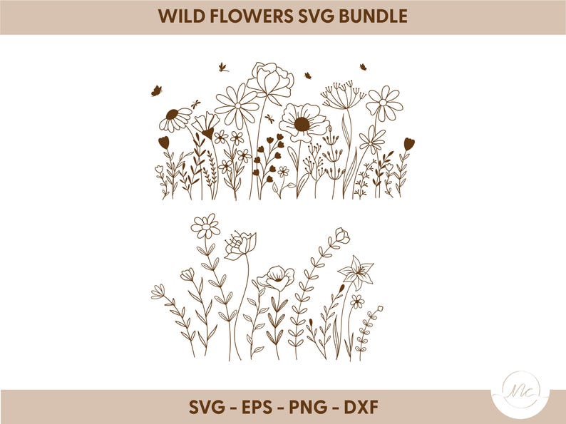 Wildflower SVG Bundle: Coquette Floral Sketch Cut Files image 9