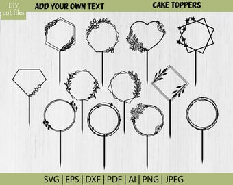 Wedding cake topper svg, Birthday Cake topper svg, Cakes toppers laser cut file , Laser cut template