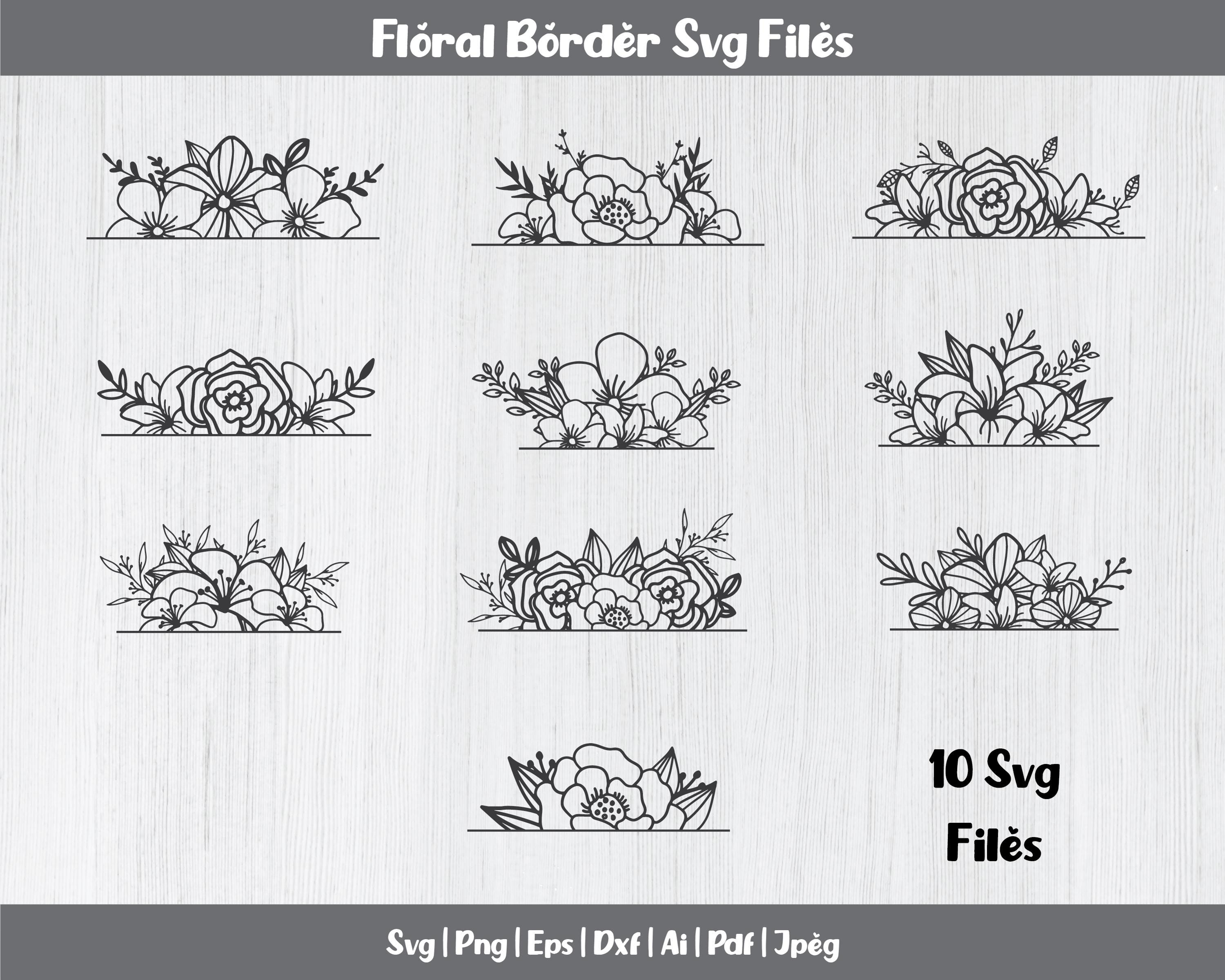 Floral Border SVG: Wedding Monogram Cut File Bundle - Etsy